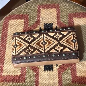 Montana West Brown and Tan Embellished Clutch